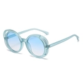 Light blue transparent oval sunglasses with hollow frame and blue gradient lenses - Blue Frame Gradient Blue