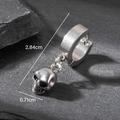 Macro view of silver skull earring with dimensions 2.84cm length and 0.71cm width detail - Skull Pendant Style (S162)