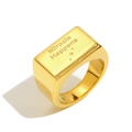Anillo de sello cuadrado minimalista chapado en oro de 18K con texto Miracle Happens - US 6 / Dorado