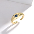 Anello regolabile occhio di Allah con zirconi blu e trasparenti placcato oro - Stile 1 (Design Occhio del Diavolo) / Oro