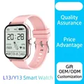 L13 smart watch with pink silicone strap and heart rate tracker in metal frame - Pink