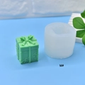Christmas gift box silicone mold for DIY candles and soaps with bow and vine details - Size M
