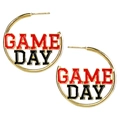 Χρυσοί κρίκοι Game Day με κόκκινο και μαύρο κείμενο για οπαδούς του αμερικανικού ποδοσφαίρου - Κόκκινο & Μαύρο