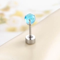 Pendiente de bola azul claro con engaste de cuatro garras de acero de titanio plateado - Azul Mar Claro (Una Pieza) / Azul claro
