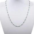Detail of silver stainless steel bead chain necklace with green enamel dots on mannequin - 40+5cm / Silver + Dark Green