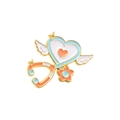 Cartoon angel heart stethoscope enamel pin with blue wings and golden plating - Winged Heart Stethoscope (XZ4651)