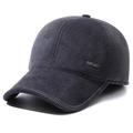 Men's dark grey corduroy baseball cap with star stitching and a metal sports badge - Adjustable / Black Label Grey