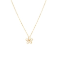 Minimalist gold flower pendant necklace with white inlay and adjustable steel chain - Gold Five-petal Flower Pearl