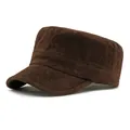 Casquette de style militaire en suédine marron foncé au design vintage épuré - Ajustable 56-61cm / Café