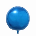 Spherical 4D metallic foil balloon in bright blue glossy finish for party decor - 18 Inch / Blue