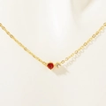 18K gold plated stainless steel birthstone necklace with red and white zircon pendants - January Deep Red