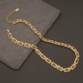 Detail of gold Cuban chain link necklace with lobster clasp on dark slate stone - Gold Rectangular Ring Link Chain (6#)
