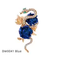 Spilla serpente dorata con rose blu e strass bianchi per l'anno del serpente - DW0041 / Rosa Blu