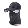 Dunkelgrauer schnelltrocknender Sonnenhut mit Nackenschutz und Gesichtsmaske - Einstellbar (56-60cm) / Ausziehbarer Krempe Stil / Dunkelgrau
