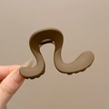 Matte brown wavy claw clip for high ponytail styling held against a beige background - 8.5cm / 2# Dark Coffee Approx 8.5cm