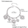 Silver stainless steel heart charm bracelet with sacred heart style embossed pendants - Steel Color Crown Heart DIY Bracelet (TXE518)
