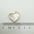 18K gold plated heart pendant with white shell inlay, size 2.2cm measurement view - Large Minimalist Style / Heart (White Shell)