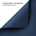 Midnight blue waterproof floral wrapping paper in matte finish, size 58x58cm, 15 sheets pack - 15 Sheets/Pack (58*58cm) / Midnight Blue