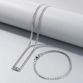 Set collana e bracciale a catena cubana in acciaio inossidabile argento lucido - 3.6mm Acciaio / Bracciale 20CM