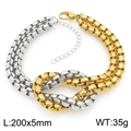Two-tone stainless steel box chain bracelet featuring gold and silver knot design - 5mm Two-tone Bracelet (KB206183-Z)