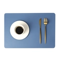 Blue rectangular leather placemat with refined texture in a minimalist Nordic style - 43*30cm / Blue