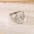 Polished silver stainless steel wide ring featuring an irregular infinity symbol design - 15mm Steel Irregular Wave Style
