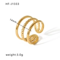 Three-layer gold stainless steel ring featuring a twisted band design and open fit - Adjustable Open / Multi-loop Wrap Style (HF-J1333) / Gold