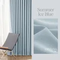 Ice blue double-sided cotton linen blackout curtain with 1300g/m heavy fabric texture - Bulk Fabric (Over 60m) / Per Meter Unprocessed / Summer Ice Blue