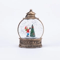 Bronze Christmas water lantern with Santa decorating a tree and glitter inside - Children Snow Globe / Bronze