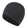 Bonnet en maille côtelée gris foncé et noir élégant pour le ski et l'hiver en plein air - L / Bleu marine