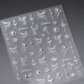 Autocollants nail art 3D fleurs blanches avec rubans et motifs roses, style TL-212 - Style Ruban Étoile Lune (TL-212)