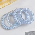 Light blue spiral hair ties set with colorful accents and smooth plastic finish - Blue Set (4Pcs)
