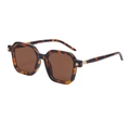 Retro square sunglasses with tortoise frame, brown lenses and gold dot hardware - Tortoise Shell