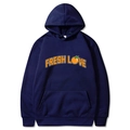 Sweat à capuche bleu marine pour homme avec imprimé LOVE orange et poche kangourou - S / Bleu marine
