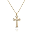 Collana classica con pendente a croce dorata e zirconi micro-pavé su catena sottile - Oro