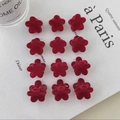 Set di 12 mini mollette per capelli in velluto rosso a forma di fiori retrò - Fiore floccato rosso