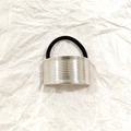 Silver hollow hair tie with horizontal texture and black high elastic band for ponytail - Silver Rectangle Brushed 5cm