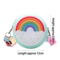 Silicone donut kids bag measuring 12cm with colorful rainbow patterns and adjustable strap - Rainbow Light Green