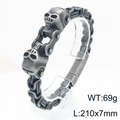Bracciale a maglie con teschio punk in acciaio al titanio grigio vintage lungo 210 mm - Nero Ossidato (KB208295-KFC)