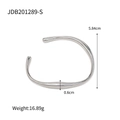 Bracciale rigido aperto minimalista in acciaio argento, larghezza 0,6cm, altezza 5,84cm - JDB201289-S-Bracciale a Forma Organica Argento