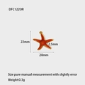 Detail view of orange enamel starfish pendant with size 22mm x 20mm and gold trim - Starfish-DFC122OR-Orange Red