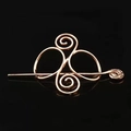 Detailed close-up of rose gold Celtic knot hair pin with vintage metallic finish - C1213-1#(Rose Gold Spiral Knot)