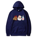 Felpa con cappuccio blu navy di Natale con stampa Babbo Natale e lacci regolabili - S / Blu navy