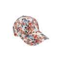 Fashionable white baseball cap featuring vibrant red, orange, and blue floral patterns - One Size Adjustable / 19# (White Red Orange Floral)
