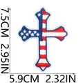 Detailed cross-shaped patch featuring US flag embroidery with precise dimensions - USA Flag Cross (W31GQ-088-01)
