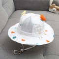 Cappello da sole bianco per neonati con cuori colorati e rete traspirante laterale - 48-52cm (Regolabile) / Bianco (Cuore Colorato)