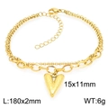 Goldenes zweilagiges Edelstahlarmband mit mattiertem 15x11mm Herzanhänger - Goldenes Armband (KB202985-Z)
