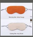 Dual-sided sleep eye mask in orange and brown with adjustable elastic straps - Vibrant Orange
