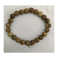 Magnetische armband voor koppels met bruine natuursteen kralen en zilveren hanger - camel