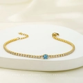 Bracciale tennis in acciaio al titanio dorato con zircone blu e chiusura a moschettone - Blu Reale (B0011R-2)